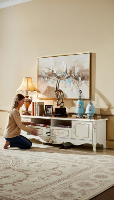 Sideboard Wäiss Luxus Elegante Wunnzëmmer Kommode Schief Lowboard Miwwelen Nei