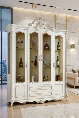 Antik Stil Schaf Barock Glasschaf Schief Méubelen Holz Vitrin