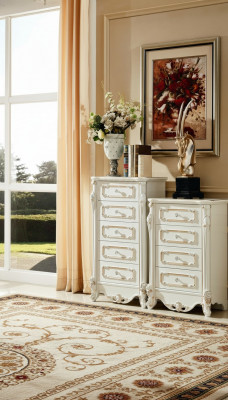Schlofkummer Set Wäiss Design Elegantes 2x Kommod Klassesch Miwwelen Luxus 2tlg.