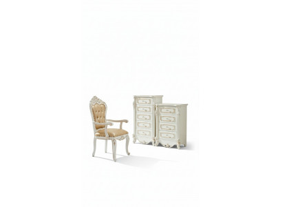 Schlofkummer Set Wäiss Design Elegantes 2x Kommod Klassesch Miwwelen Luxus 2tlg.