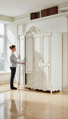Kleederpress Wäiss Eleganten Schlofzëmmer Design Klassesch Miwwelen Luxus