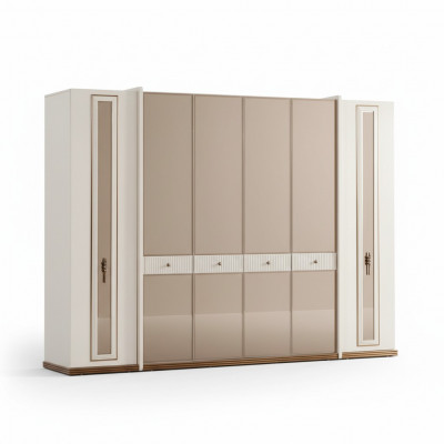 Sechsdieren-Kleederkiosk Schaf Beige Schief Miwwelen Holz Garderobekasett