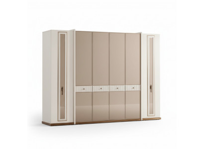 Sechsdieren-Kleederkiosk Schaf Beige Schief Miwwelen Holz Garderobekasett