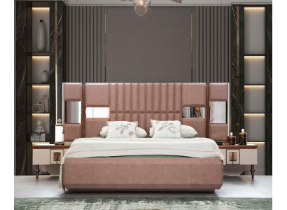 Luxus Bett Schlofzëmmer Italienesch Miwwelen Nei Material Holz Brong