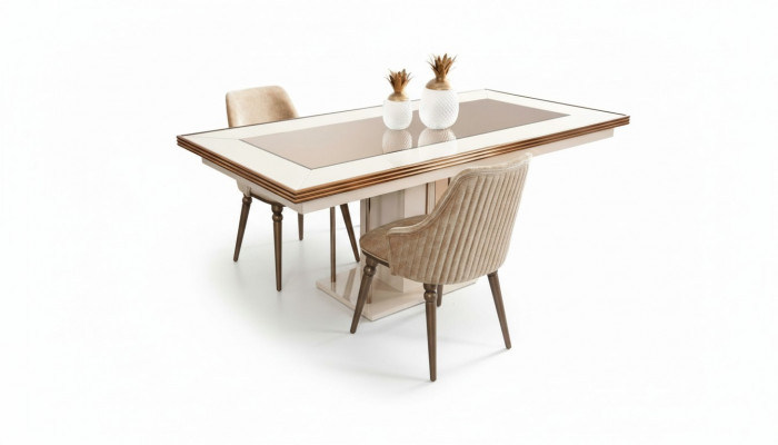 Luxus Iessdësch Dësch Béis Glasdësch Holz-Dësch Designer Dëscher Kichen