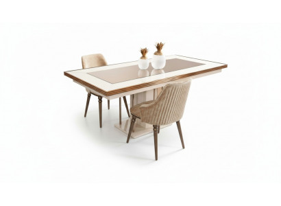 Luxus Iessdësch Dësch Béis Glasdësch Holz-Dësch Designer Dëscher Kichen