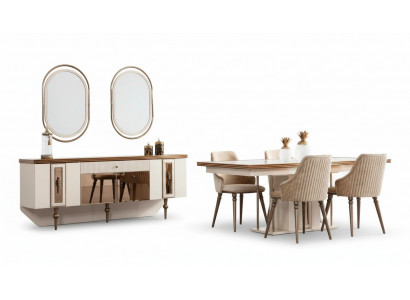 Luxus Iesszëmmer Set Kommode Sideboard Dësch 4x Stull Garnitur 8stéckeg