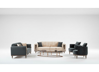 Sofagarnitur Samt Stoff Canapé Saz Sofa Polster Miwwelen 4-Deel Garnituren