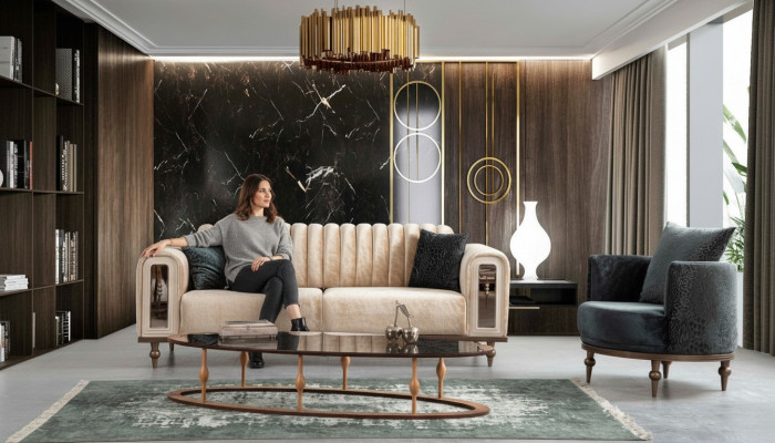 Modern Design Couchgarnitur Sofagarnitur Set Wunnzëmmer Set 3+1 Couchtisch Beige