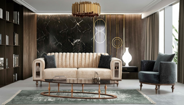 Modern Design Couchgarnitur Sofagarnitur Set Wunnzëmmer Set 3+1 Couchtisch Beige