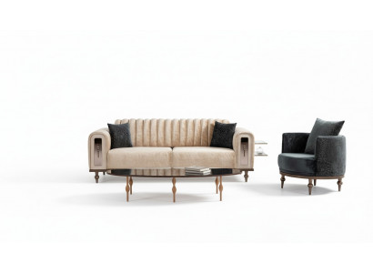 Modern Design Couchgarnitur Sofagarnitur Set Wunnzëmmer Set 3+1 Couchtisch Beige