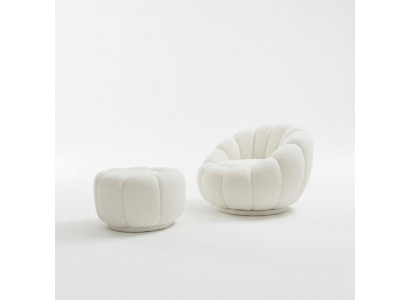 Fotell + Pouf fir Wunnzëmmer Ronnen Stull mat Pouf Modern Miwwelen