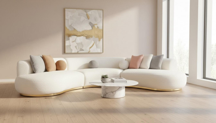 Wunnlandschaft Couch XXL Sofa Grouss Couchen Oval Eckgarnitur Stoffsofa