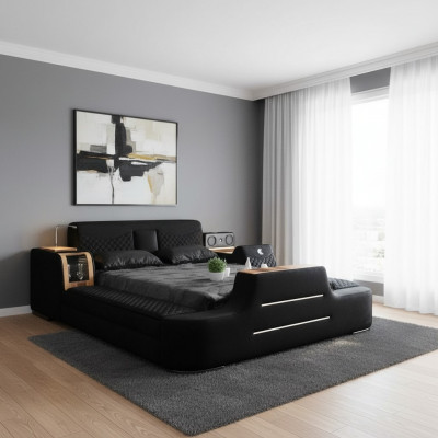 Bett mat TV Lift Fernseher Multifunktiounsbetter Duebelbett Schlofzëmmer