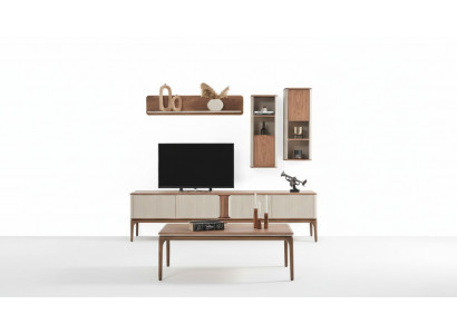 Säitenschaf verluer Fernseh-Nidderschaf Schaf Couchdësch Wunnzëmmer Modern Beige Holz