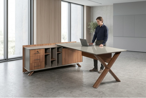 Eckschreibtisch Büro Ariichtung Zëmmer Miwwelen Design Schreifdëscher Miwwelen