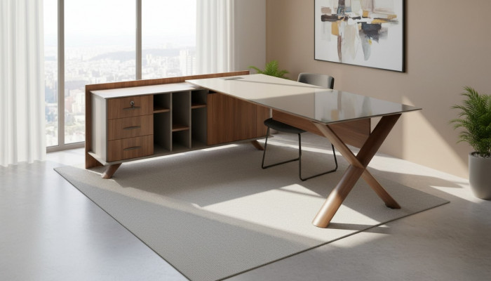 Eckschreibtisch Büro Ariichtung Zëmmer Miwwelen Design Schreifdëscher Miwwelen