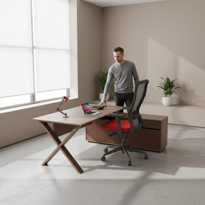 Schreibtisch Bürosmëttel Chefdësch Holzmëttel Designerschreiwarbechtsplaz