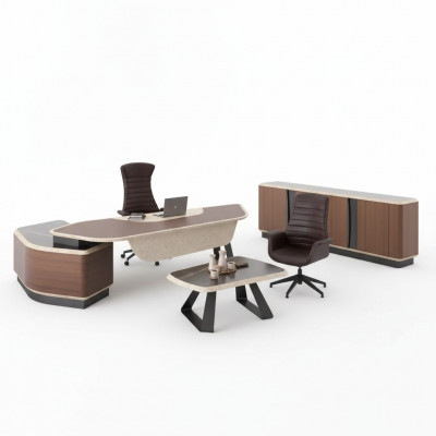 Modern Heemoffice Set Luxus Miwwelen Eckschreifdësch Sideboard Vollholz