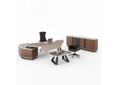 Modern Heemoffice Set Luxus Miwwelen Eckschreifdësch Sideboard Vollholz