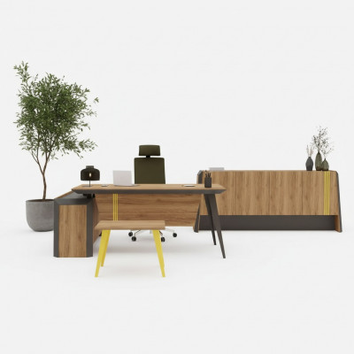 Eckschëffendësch Couchdësch Sideboard Büro Miwwelen Design Aarbechtszëmmer