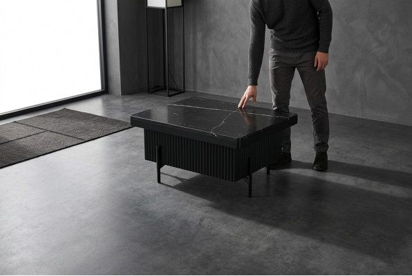 Schwaarze Büro Sofadësch Aarbechtszëmmermébel Design Dëscher Säitendëscher