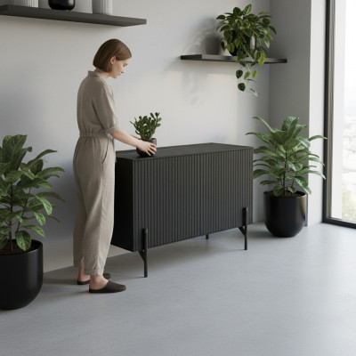 Kommode Sideboard Bürokommode Design Miwwelen Schaf Lowboard Büro Schwaarz