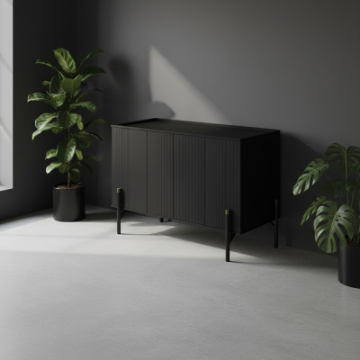 Kommode Sideboard Bürokommode Design Miwwelen Schaf Lowboard Büro Schwaarz