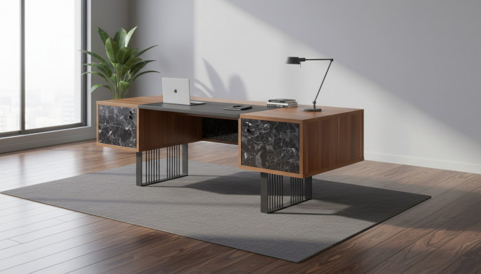 Massivholz Schreifdësch Aarbechtszëmmermiwwelen Büroanriichtung Designer Miwwelen