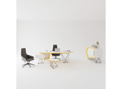Arbechtszëmmer Büro Eckbüro Schreifdësch Couchtisch Sideboard Modern Wäiss