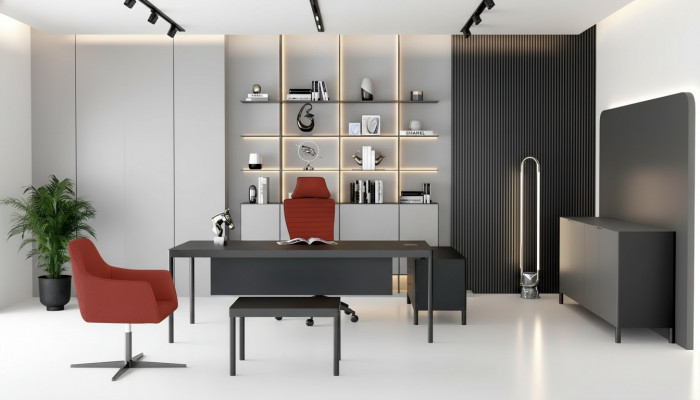 Eckschreifdësch Sideboard Salontafel Büro Modern Holz Schwaarz