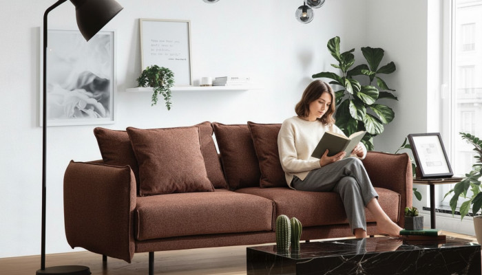 Wunnzëmmer Sofa Canapé Miwwelen Ariichtung Canapé brong Sofanen Canapéë nei