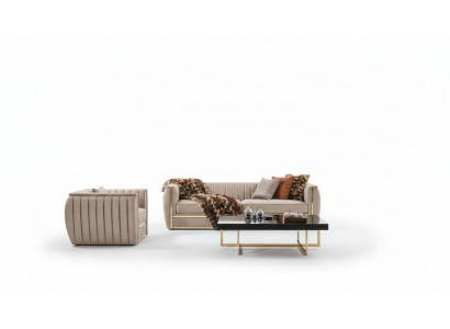 Design Sofa Set 3+1 Salontisch Couch Polster Faarf beige Sofa nei