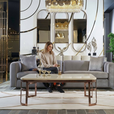 Luxus Zesummesetzung Set 2tlg Sofa 3 Sëtzer Dësch Sofa Sofas Fauteuil Nei