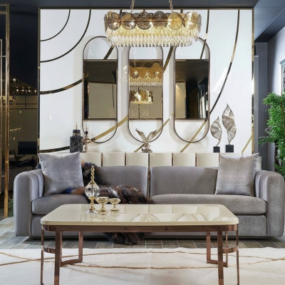 Luxus Zesummesetzung Set 2tlg Sofa 3 Sëtzer Dësch Sofa Sofas Fauteuil Nei