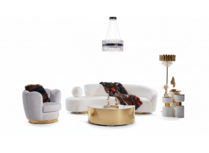 Modern Sofaaarbecht Wäissen Dräisëtzer Luxus Fauteuil Eedelt Couchdësch
