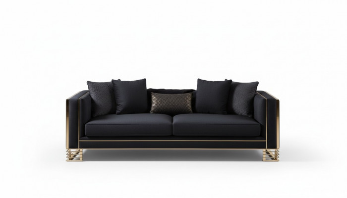 Sofa Garnitur Sofa Fauteuil 3+3+1 Plaze, Dësch, Trëppatedesch Set 5 Deeler