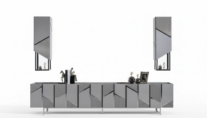 TV-Stänner+2x Regal Säitendësch RTV Lowboard Wunnzëmmer Holz Modern Nei