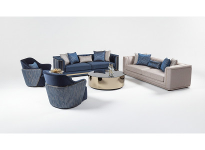Sofa-Garnitur 3+3+1+1 Sëtzer Couchtisch TV-Ständer Sofa Sofaen Fauteuil