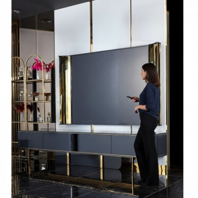 RTV Lowboard TV-Ständer Sideboard Wunnzëmmer Modern Holz Schwaarz Design