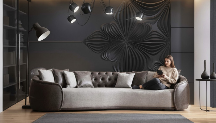Luxusbank Sofa Canapé Wunnzëmmer Büro Miwwelen Textil Sofae 3-Sëtz.