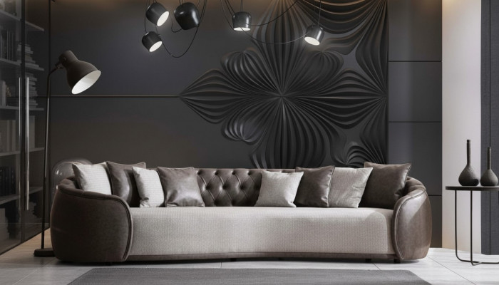 Luxusbank Sofa Canapé Wunnzëmmer Büro Miwwelen Textil Sofae 3-Sëtz.