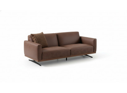 Modern Liederdivan Dreisëtzergarnitur Design Couch Wunnlandschaft brong