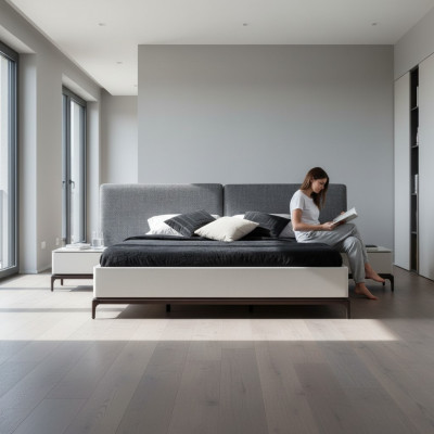Modern Luxus Schlofzëmmer-Set Bett + 2x Nuetsdësch Hotel Miwwelen Better Loft