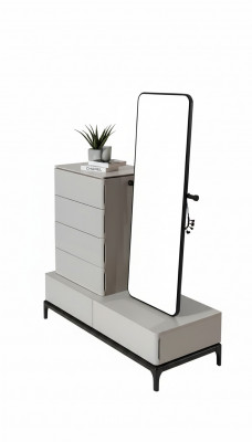 Kommoden Wunnzëmmer Set Kommod mat Spigel Holz Stil Modern wäiss