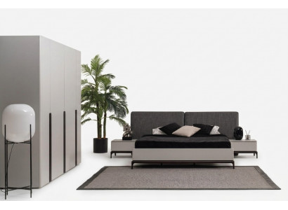 Bett Këssen Design Luxus Duebel Hotel Better Holz Miwwelen Hellgrou Loft