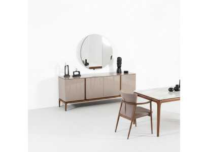 Wunnenzëmmer Schief Spigel Sideboard Holz mat Metall Stil schwaarz Kommode