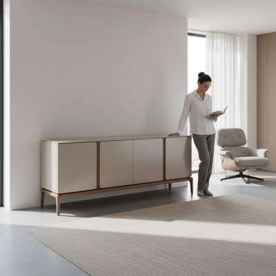 Wunnzëmmer Kommode Holz beige Stil Modern Säitenschaf Schaf xxl