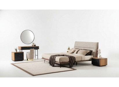 Komplett Schlofzëmmer Set Bett Schminktisch Spigel Hocker 6tlg.