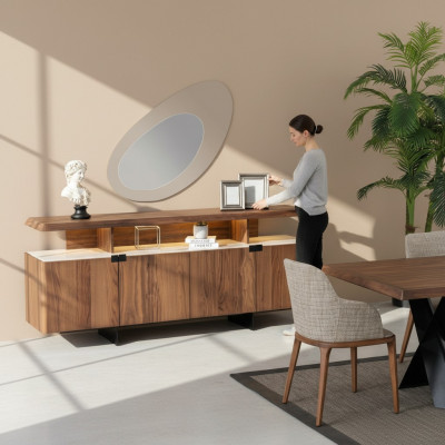 2-Stéck Luxus Holz Kommode Schaf Sideboard Anrichte Design Miwwel